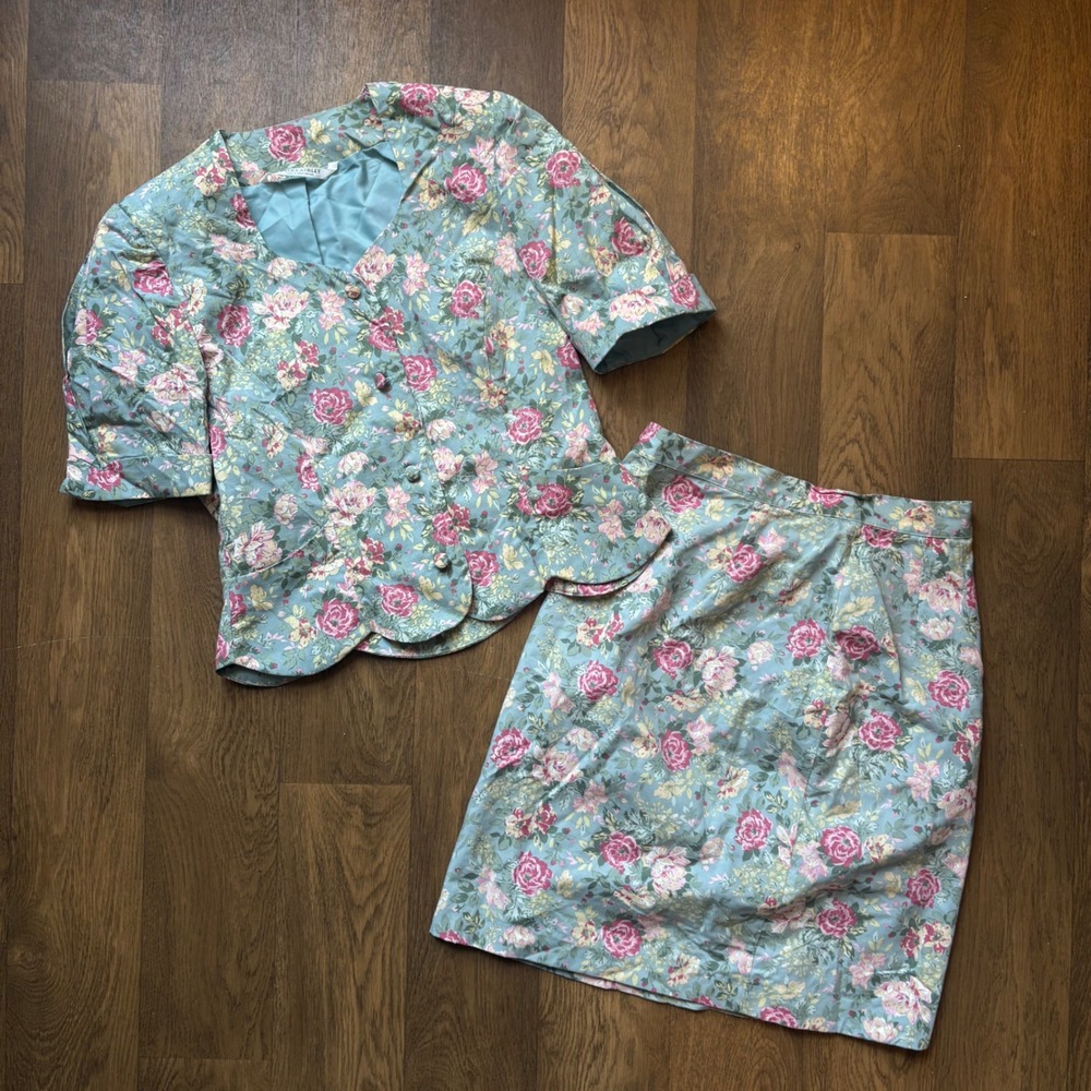 Vintage 1980's 1990's Laura Ashley Boho Cottage Core Floral Skirt & Top Set